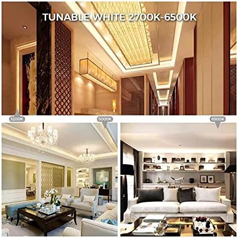 COB LED Strip Lights, CCT Tunable White LED Tape Light 9.84ft/3m, 2700K-6500K, CRI90+, 24V Dimmable LED Strips Kit with Bluetooth APP Control, for Bedroom, Kitchen, DIY Lighting.