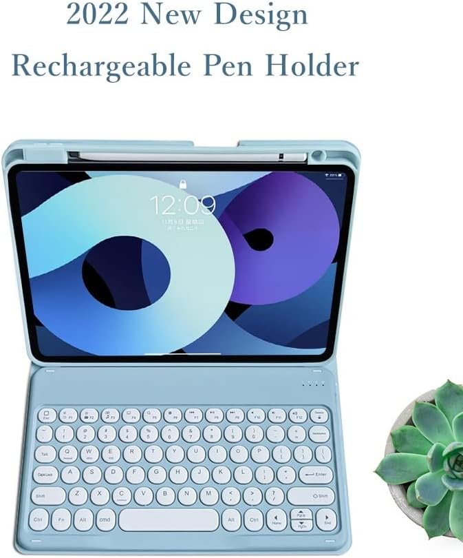 kaitesi Keyboard Case for iPad Air 11 inch M3 M2, Air 5th/4th Generation 10.9 inch, iPad Pro 11 inch 4th/3rd/2nd Generation Detachable Keyboard Case Round Keys (Misty Blue)