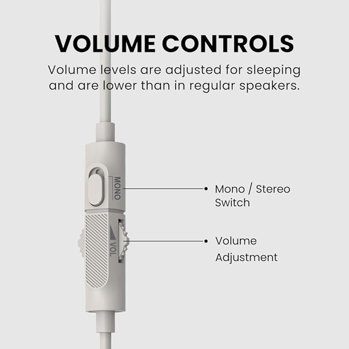 Avantree Slumber B - Sleeping Pillow Headphones for Side Sleepers, Wired Pillow Speaker with Low-Volume Audio, No Charging Needed, Comfortable Design, USB-C & AUX for Podcasts & Audiobooks