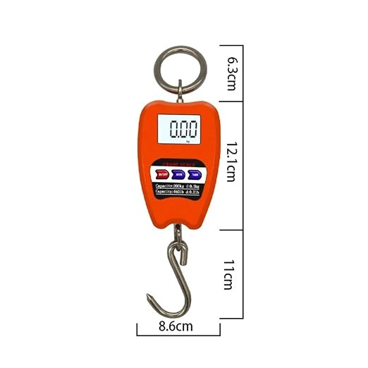 Luggage Scale, 200kg Digital Hanging Scale Crane Scale Industrial Heavy Duty Hanging Hook Scales Stainless Steel for Kitchen Weighing Tools(Orange)