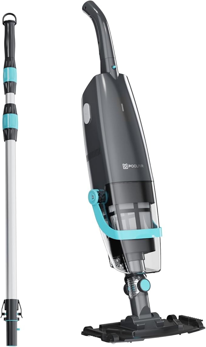 PoolMr Cordless Handheld Pool Vacuum, Rechargeable Pool Cleaner with 18.5 Gal/Min Suction, 60 Min Runtime, Dual-Phase Cleaning System, Ideal for Above Ground Pools, Spas, Hot Tubs, Obsidian