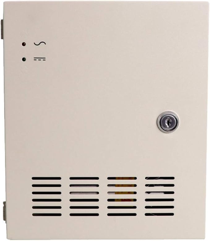 EVERSECU 9 Channel AC 24V 5 Amp Reset Fuse CCTV DC Distributed Power Box with AC Plug and Lock for Security Cameras, DVRs, CCTV Power Supply