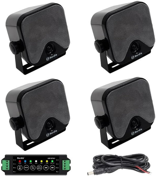 Herdio 4 Inch 240W Boat Marine Bluetooth Speakers Waterproof Outdoor Speakers for Golf Cart ATV UTV RZR Camper Tractor Boat Truck Jeep Courtyard Powersports,2 Pairs (Black)
