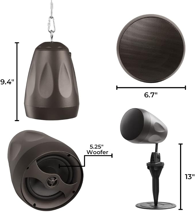 OSD Audio Forza 5.25" Landscape In Ground/Mountable 100W Speaker, Commercial 70V Tap, Outdoor Weather Resistant, Bronze (Single)