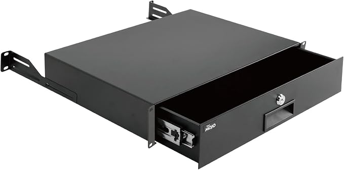 Tecmojo 2U Rack Drawer,Rack Mount Drawer for 19in Network Equipment/Server/AV Rack or Cabinet Enclosure,Sliding and Lockable Server Rack Drawer - Load-Bearing 44lb (20kg),with Cable Management Holes