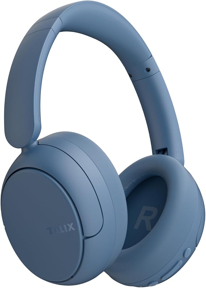TALIX H30 Hybrid Active Noise Cancelling Headphones, 110H Playtime Hi-Res Audio Bluetooth 6.0 Wireless Over Ear ANC Headphones for Commute/Travel (Blue)