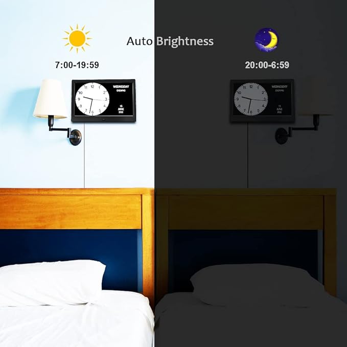 AINFTIME DST Clock with Day and Date for Elderly-3 Display Digital Calendar Alarm Day Dementia Alzheimers Clock with Extra Large Display (10.1in Black)