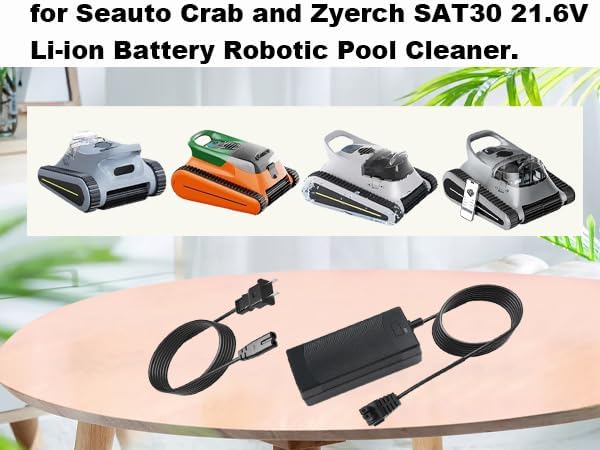 26V Adapter Charger for 21.6V Battery Pool Cleaner Compatible with Seauto Crab CR and Zyerch SAT30 Robotic Pool Vacuum Charger