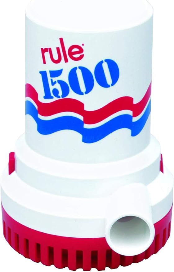 Rule 02, Bilge Pump, 1500 GPH, Non-Automatic, 12 Volt & 40A -A-Matic Plus Bilge Pump Float Switch, 12, 24 or 32 Volt, Moisture Tight Seals, White, Small
