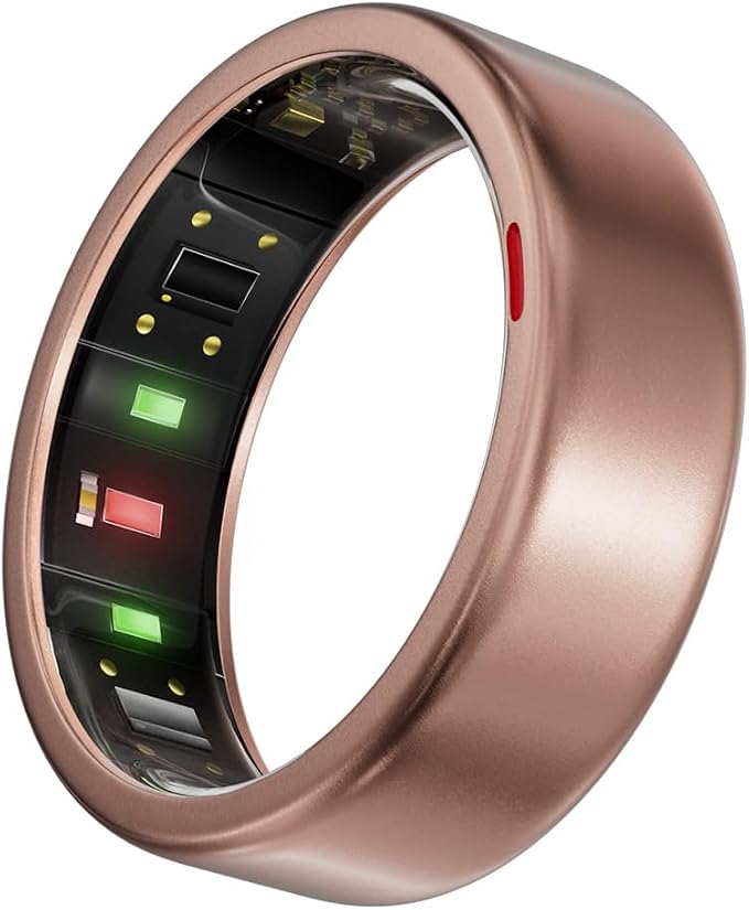 POBOVi Gen 2,Smart Ring for Women Men,Monitoring of fingertip Skin Temperature and Respiratory Rate During Sleep,Heart Rate/Sleep/HR/Women's Health Tracker, iOS & Android Compatible (Rosegold, 12)