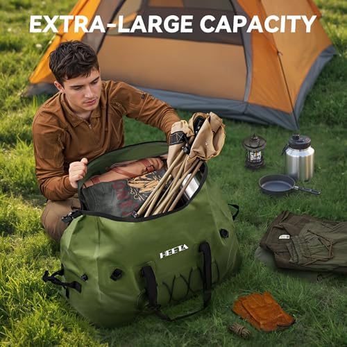 HEETA Fish Scale Up to 110lb/50kg, 2 AAA Batteries Included (Black) Bundled with Waterproof Duffel Bag Motorcycle Dry Bag (Green 60L)