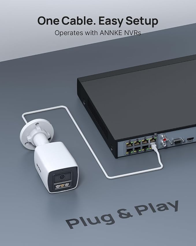 ANNKE Security 4K 8MP PoE Camera, Surveillance Outdoor AI IP Cam with Mic/Audio, AI Human/Vehicle Detection, Smart Dual Light, IP67, H.265+, Up to 512GB Storage, 4mm Lens, Color Night Vision