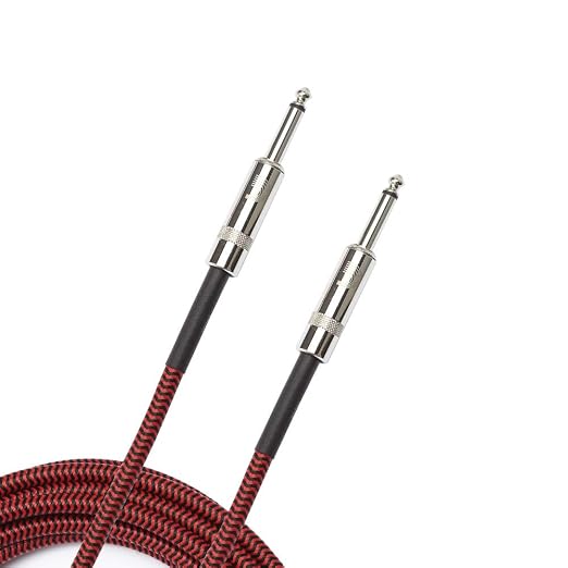 D'Addario Guitar Cable - Guitar Lead - Instrument Cable - Guitar Accessories - Braided Cable - 15 Feet/4.57 Meters - Red - 1 Pack