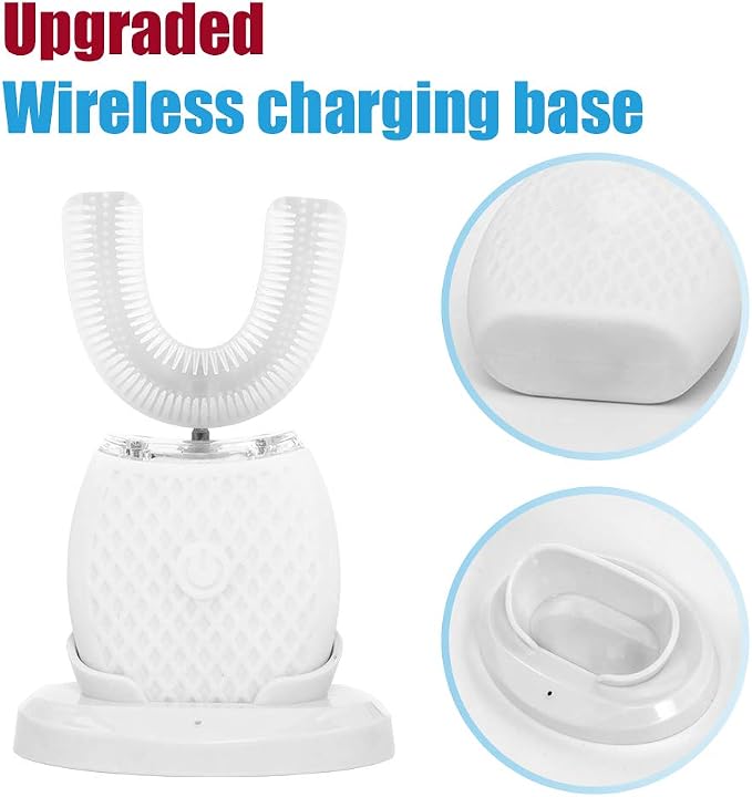Ultrasonic Toothbrush for Adults Automatic Electric Toothbrush Portable Washable Soft Bristles 30s Automatic Timer Wireless Charging Dual-Use for Travel & Home