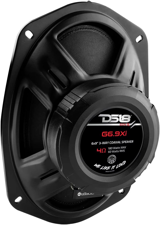 DS18 G6.9Xi GEN-X 6x9 3-Way Coaxial Speakers 180 Watts 4-Ohm with Mylar Dome Tweeters - Grill Included - Full Range Speaker Great for Car Stereo Sound System - Pair