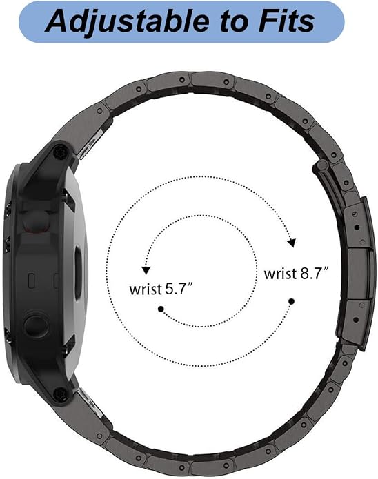 Titanium Band for Garmin Fenix 8 (51mm)/Fenix 7X/6X/5X/Fenix 3 HR, Descent Mk2i Mk2, Tactix 7, Enduro 2 3, Epix Pro Gen 2 (51mm) - 26mm Quick Fit Watch Band Metal Strap for Garmin Watch