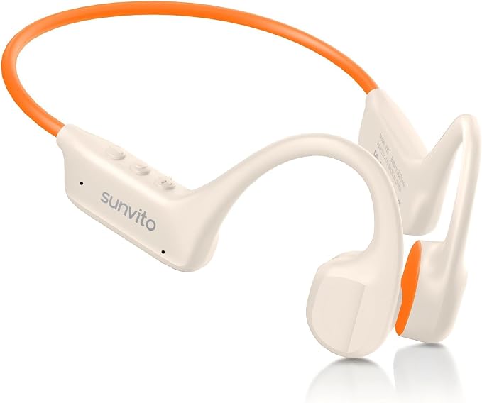 Bone Conduction Headphones, Open Ear Bluetooth 6.1 Sports Headset with Mic, IPX7 Waterproof Running Headphones with 10H Playtime, Lightweight Comfortable Earphones for Workout, Gym, Orange