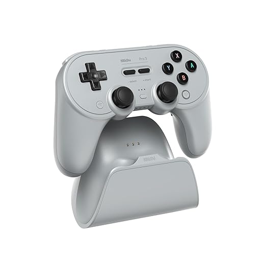 8BitDo Pro 3 Bluetooth Controller for Switch/Switch 2 – TMR Joysticks, Swappable ABXY Buttons, Pro Back Buttons, Charging Dock, Hall Effect Triggers, for Windows, Apple, SteamOS, Android - Gray