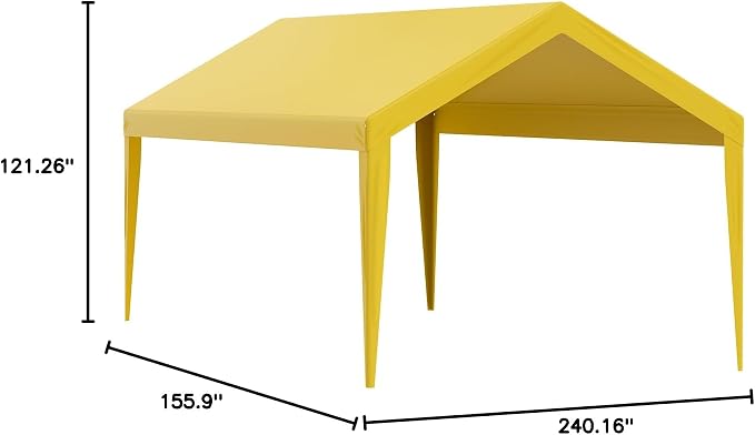 VEVOR Carport Replacement Canopy Cover 10 x 20 ft, Garage Top Tent Shelter Tarp Heavy-Duty Waterproof & UV Protected, Easy Installation with Ball Bungees,Beige (Only Top Cover, Frame Not Include)