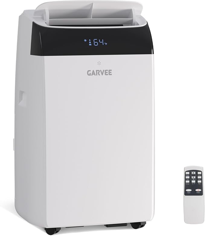 Garvee 14,000 BTU Inverter Portable Air Conditioner, Dual Hose with Heat Pump, Energy Efficient Smart AC Unit for Rooms Up to 700 sq.ft, Quiet Cooling & Dehumidifier with Remote