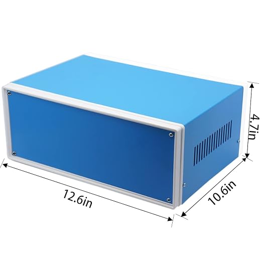 Zulkit Electronic Enclosures Blue Metal Enclosure Project Case DIY Box Junction Case Enclosure Preventive Case 12.6x10.6x4.7inch (320x268x120mm)