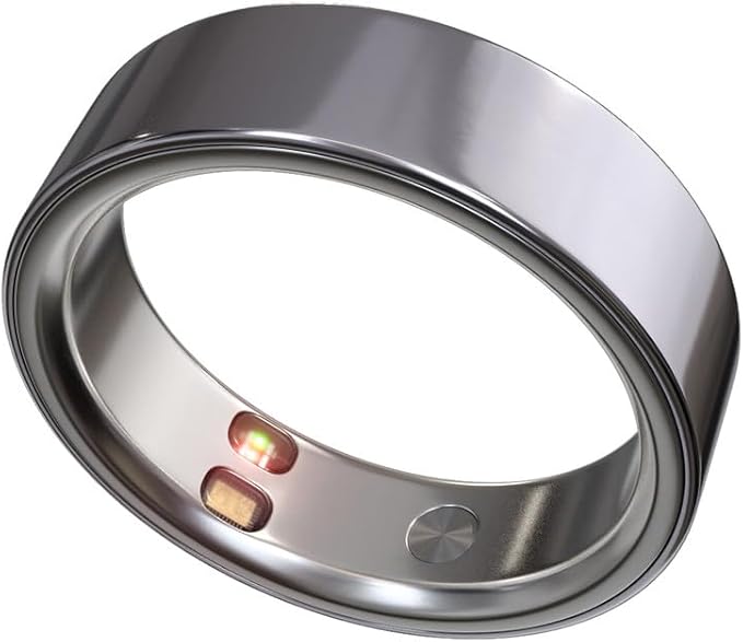 Smart Ring Health Tracker 5ATM Waterproof Sport Ring Exclusive Vibration Alerts Titanium Blood Oxygen/Sleep/Emotional Management Women Cycle Prediction Compatible with iOS/Android Yin White 12.5