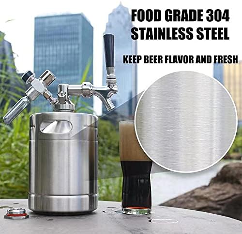 GANCOWISE 64OZ Mini Keg Growler, Pressurized Home Dispenser System with Self-Closing Design Faucet Keeps Carbonation and Fresh for Homebrew, Craft and Draft Beer