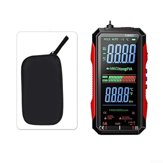 FS899S Digital Multimeter Tester, USB Rechargeable Smart Auto Ranging Multimeter, Measure AC/DC Current/Voltage, Capacity, Continuity, Resistance, Frequency, Non-Contact Voltage (NCV)(FS899S+Bag)
