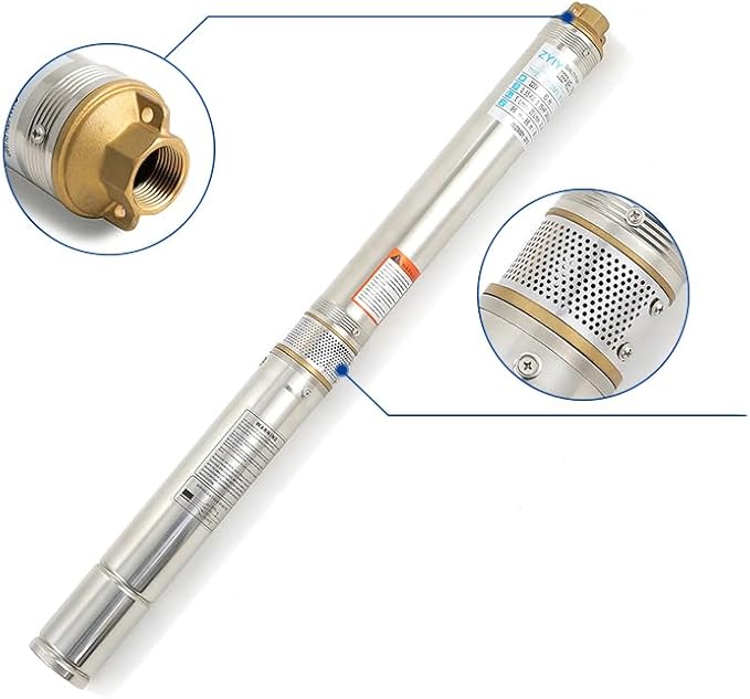 3/4Hp 3In Stainless Steel Deep Well Submersible Pump 220V,60Hz Water Pump 295ft Head 18GPM Pump with 66ft Cable 1"Outlet Water Well Pump for Industrial Agricultural Irrigation Home Garden Use