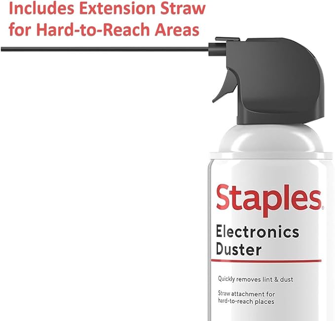Staples Compressed Air Duster – 10 oz. Cans for Electronics, Keyboards & Office Devices, 4‑Pack