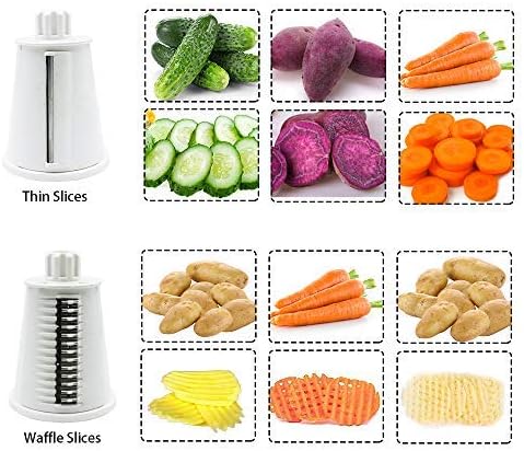 VEKAYA 5 in 1 Rotary Cheese Grater and Stainless Steel Madoline Slicer