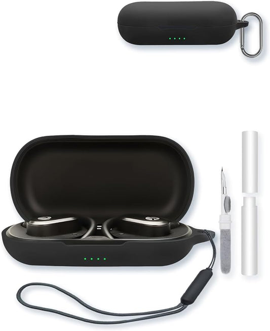 Case for Raycon Open Earbuds True Wireless Bluetooth Headphones,Soft Protective,BOVUGAC Silicone Case Cover with Keychain & Cleaning Kit & Lanyard for Raycon Open Earbuds-Black