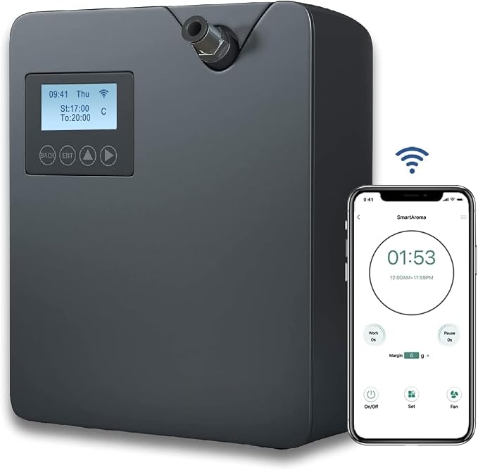 Smart Scent Air Machine with Professional Cold-Air Diffusion Technology for Home, Waterless Essential Oil Diffuser 300ml, HVAC Oils Large Room, Business, Office, Spa Room (Black)