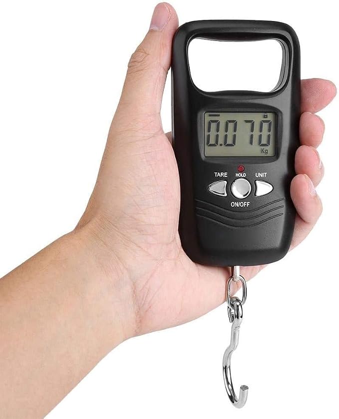 Luggage Scale 50kg LCD Digital Hanging Scale Electronic Pocket Hook Scales with Backlight for Travel Family Shopping Fishing and Other Outdoor Activities (Black 50kg/10g)