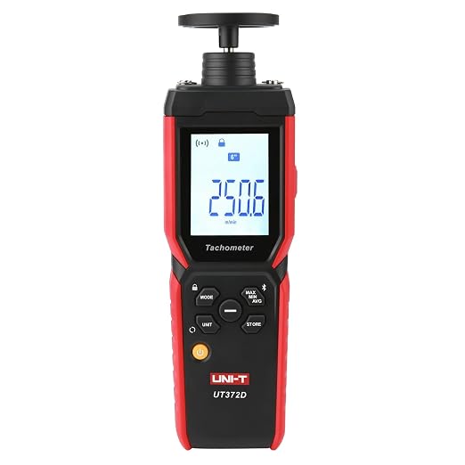 UNI-T UT372D Digital Tachometer,Contact & Non-Contact RPM Meter 1-99,999 RPMAccuracy,with Backlight, Data Hold, and Max/Min/Bluetooth Transmission Data Storage