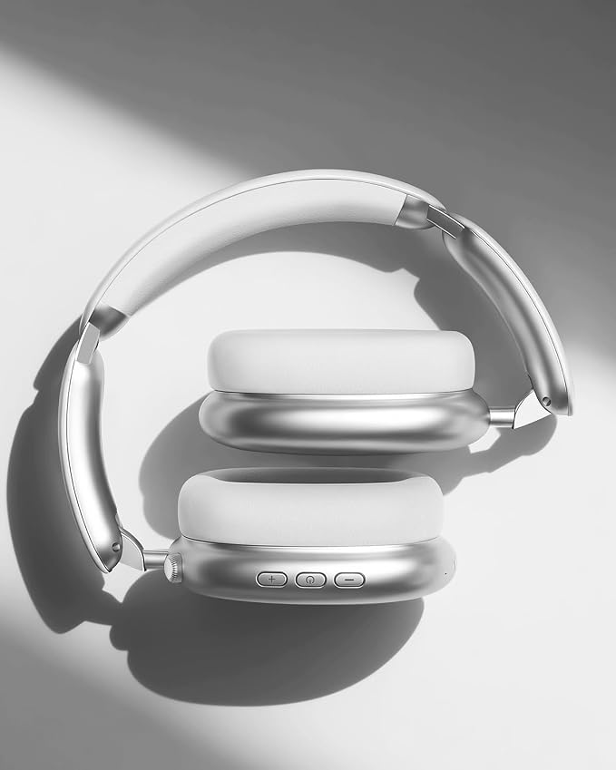 Wentronic Y02 Active Noise Cancelling Headphones, Wireless Over-Ear Bluetooth 5.4 Headphones with Microphone, 60H Playtime, Hi-Res Audio, Big Bass, Foldable Lightweight for Travel Home Office, Silver