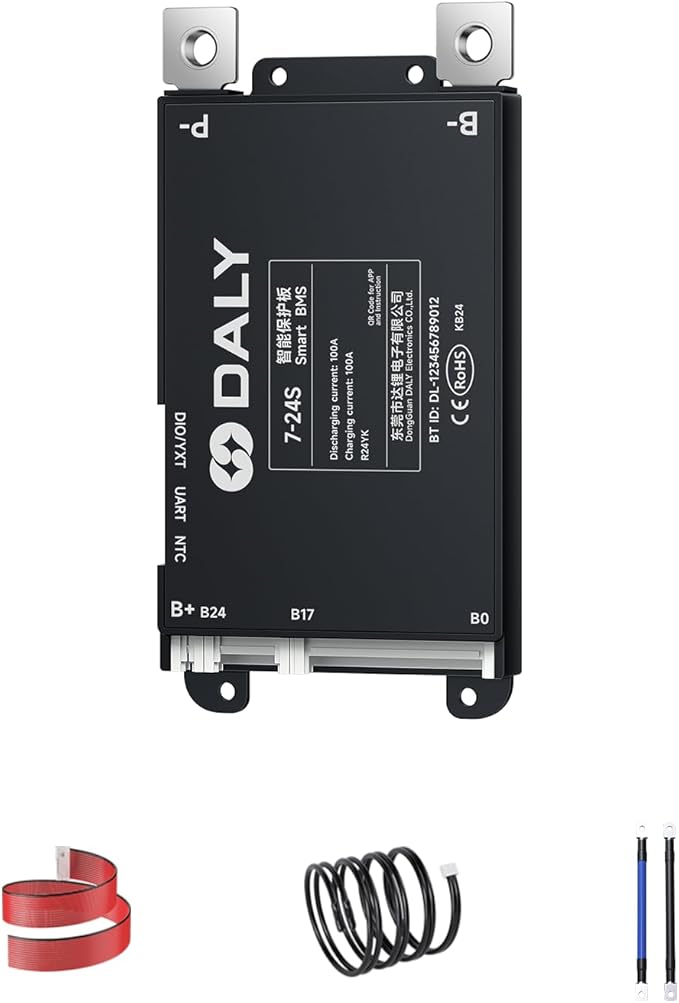 DALY BMS 100A 7S-24S 24V-84V - Smart Built-in Bluetooth Monitoring Lithium Battery Protection LiFePO4 Li-ion LTO for E-Bikes Scooters
