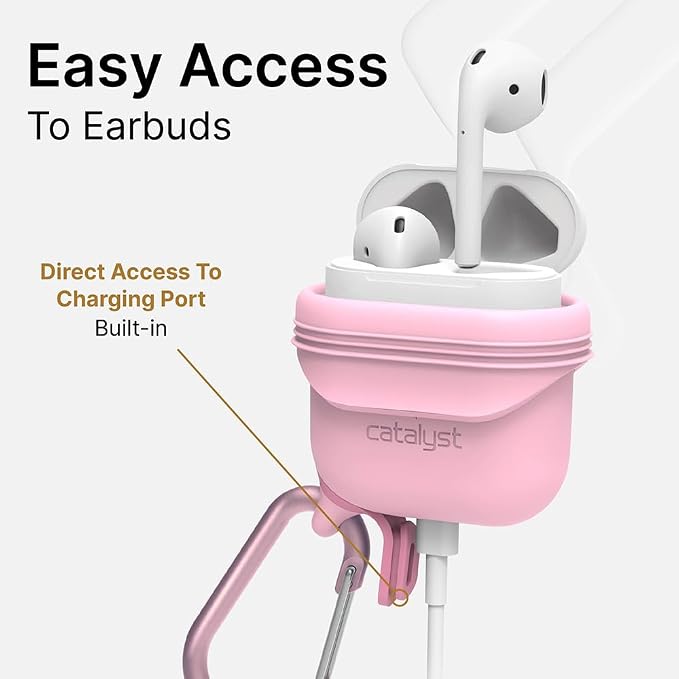 Catalyst Waterproof Case for AirPods 2nd Generation and AirPods 1st Generation - Wireless and USB-C Charging High Drop Protection AirPod Gen 2 and Gen 1 Case with Carabiner, One Piece Design