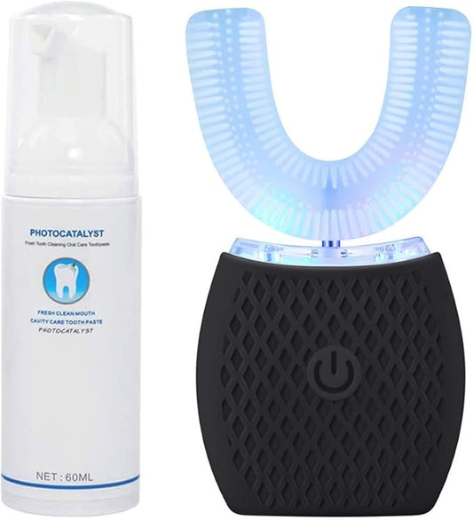 Automatic Ultrasonic Toothbrush,Electric Ultrasonic Toothbrush for Adults 360° Electric Toothbrush 30'' Automatic Timer Wireless Charging Washable Travel Home Dual-use (Black)