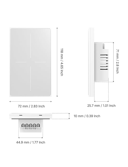 MOES Full Touch Smart Switch, ZigBee SF(Star Feather 2026 Version) Wall Light Switch, Neutral Wire Required, Anti-Glare Panel,Work with Smart Life/Tuya App, Alexa and Google Home White 4 Gang