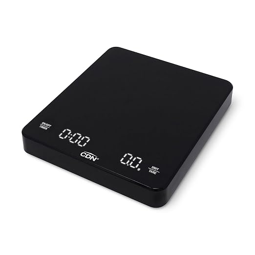 CDN Coffee Scale & Timer - Easy-to-Read Backlit Display, 6.5 lb (SDC0602)