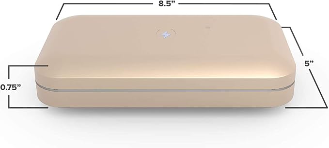 PhoneSoap 3 UV Cell Phone Sanitizer & Dual Universal Cell Phone Charger Box | Patented & Clinically Proven 360-Degree UV-C Light Sanitizer | Disinfects and Charges All Phones (Gold)