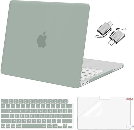 MOSISO Crack-Resistant Cover Compatible with MacBook Neo Case 13 inch 2026 Release Model A3404 with A18 Pro Chip, Protective Hard Shell&Keyboard Cover&Screen Film&Type C, Antique Green