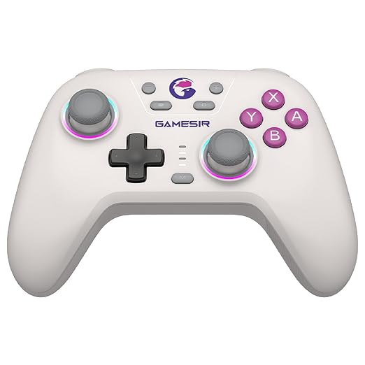 GameSir Nova Wireless Controller, Hall Effect Sticks, Dual RGB Circles, 1200mAh Battery, for Switch, PC, iOS, Android (Retro White)