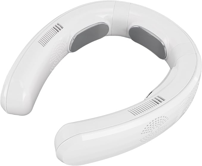 Rechargeable Bladeless Neck Fan, Portable Cooling Air Conditioner for Outdoor Work, Gym, Office, Travel, Lawn Trimming, Yard Work, 3 Heating Modes (White)
