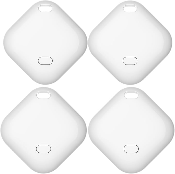Key Finder & Tracker,Bluetooth Tracker Work with Apple Find My (iOS Only)，Wallet Tracker tag Locator, Item Finder for Keys, Bags, Wallets, Replaceable CR2032 Lithium Batteries - 4Pack