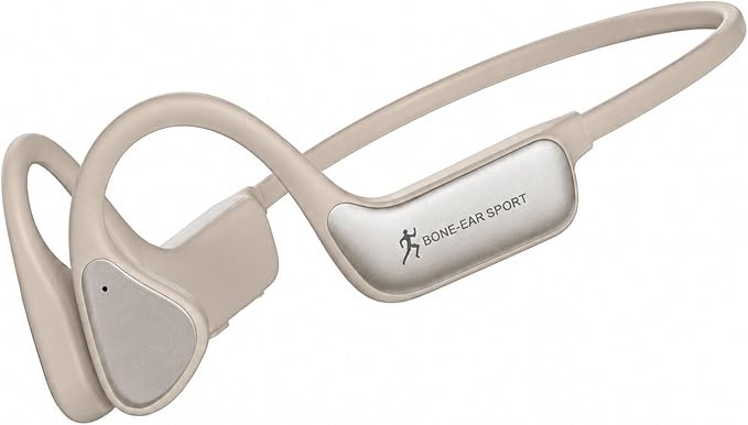 Bone Conduction Headphones, Bluetooth 5.4 Open-Ear Wireless Sports Earphones with Mic, 12H Playtime, IPX6 Sweatproof Premium Headset for Running, Cycling, Workouts (Beige)