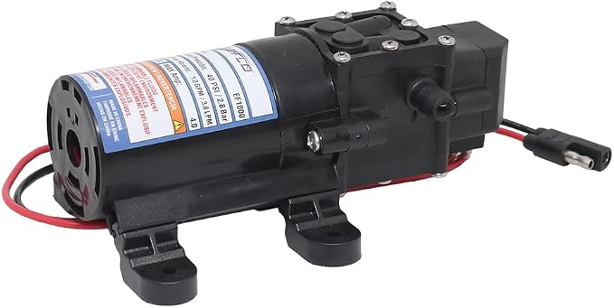 Everflo EF1000-BOX 12V Diaphragm Pump with 3/8" Hose Barb Ports, 1.0 Gpm