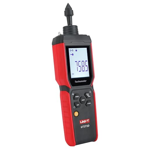 UNI-T UT372D Digital Tachometer,Contact & Non-Contact RPM Meter 1-99,999 RPMAccuracy,with Backlight, Data Hold, and Max/Min/Bluetooth Transmission Data Storage