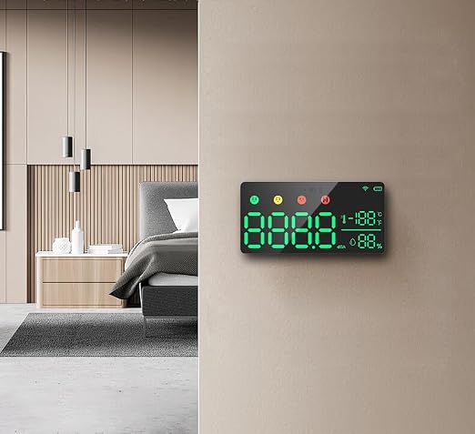 5-in-1 Decibel Meter - 30-130dB Range Wall Mount Sound Level Meter, Large LED Display Noise, Temperature & Humidity, Time Measurement Meter for Home, Classroom, Wall Hanging Sound Decibel Meter